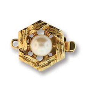 23K Gold Plated Pearl Floral Box Clasp 15mm by 13mm Elegant Elements Claspgarten